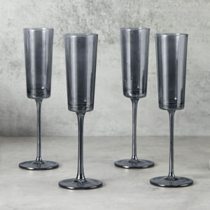 Simply Home Set of 4 Grey Champagne Flutes